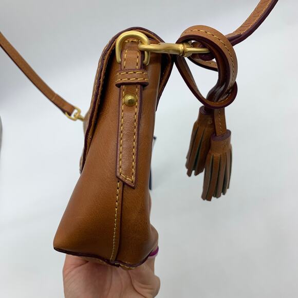 Dooney & Bourke Saddle Crossbody Bag Florentine Leather Brown Natural Purse - Picture 5 of 16
